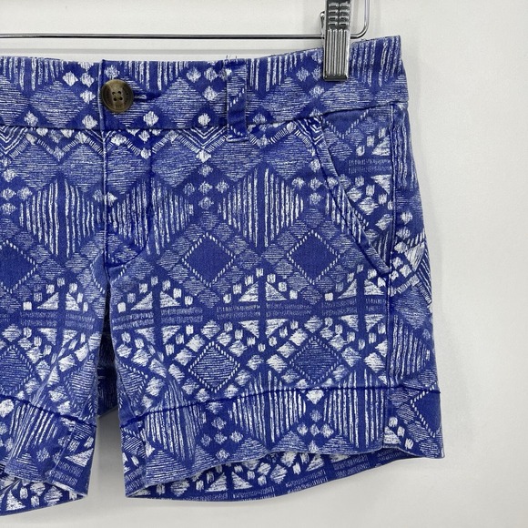 American Eagle Chino Shorts Women's 2 Blue All Over Print Midi Beach - Picture 3 of 9